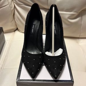 Nine West Black Studded Suede Pumps 4 inch heels with box.